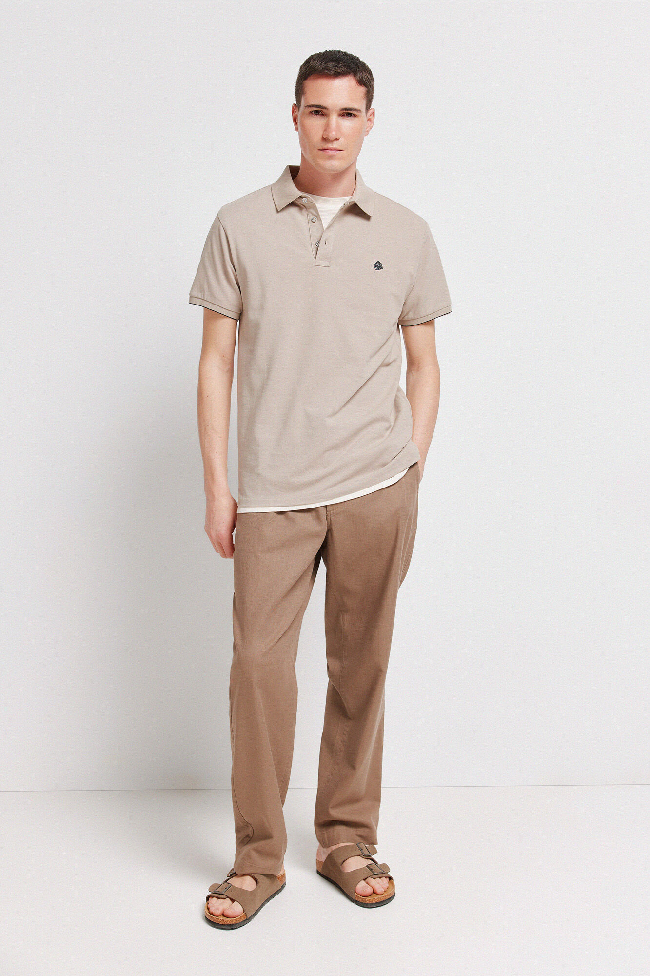 Springfield Piqu&eacute; contrast cuff slim fit polo shirt