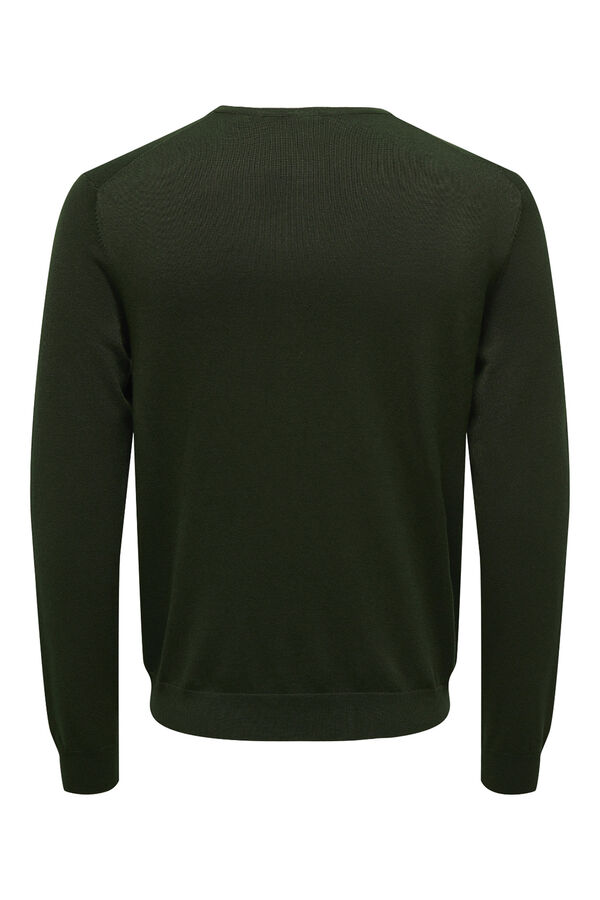Only & Sons plain fine jersey-knit sweater green