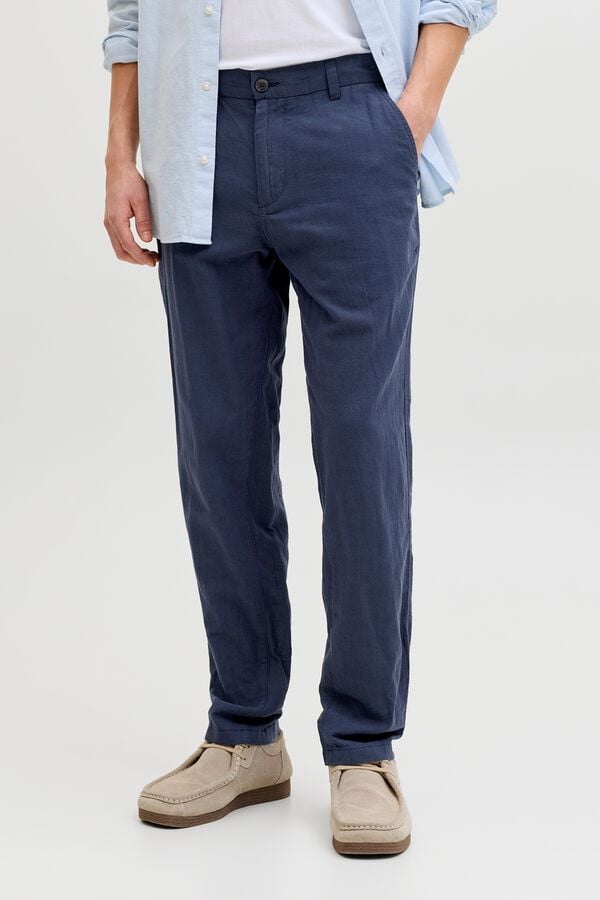 Jack & Jones Linen regular chinos blue