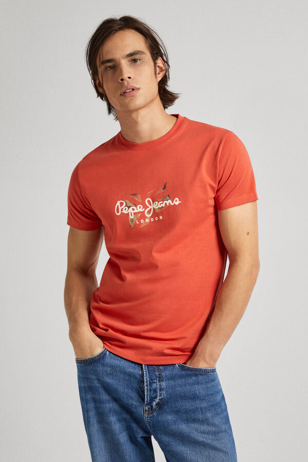 Springfield Slim fit logo print T-shirt red