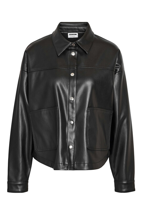 Noisy May Kunstleder -&Uuml;berhemd Schwarz