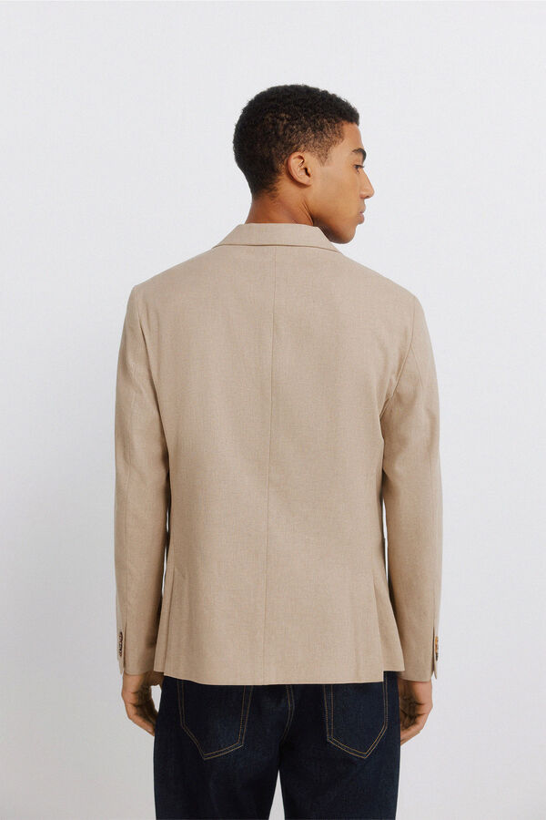 Springfield Blazer lino algod&oacute;n beige