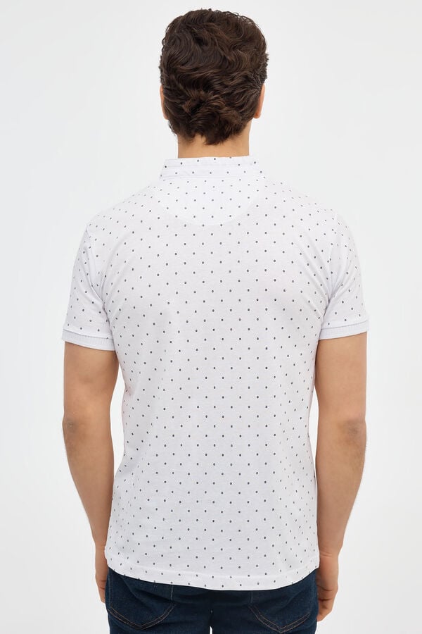 Springfield Poloshirt mit Mini-Print blanco