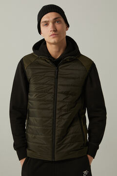 Springfield Combined quilted hooded gilet grey