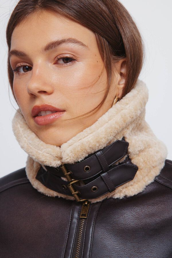 Springfield Double-sided jacket with fur neck nude