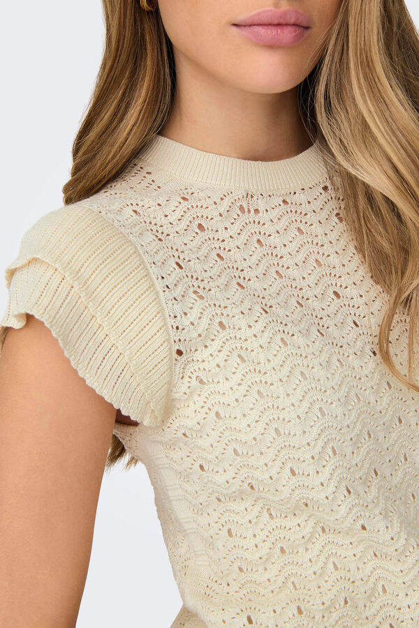 Springfield Jersey-knit top with ruffles white