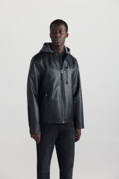 Springfield Faux leather hooded jacket