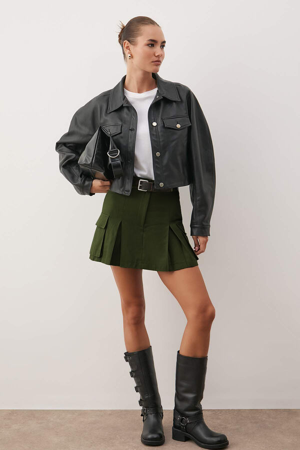 Trendyol Falda pantal&oacute;n con bolsillos kaki