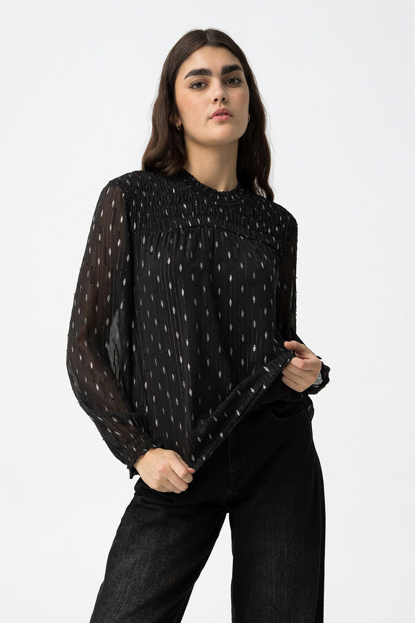 Tiffosi Blusa Semitransparente Drapead negro