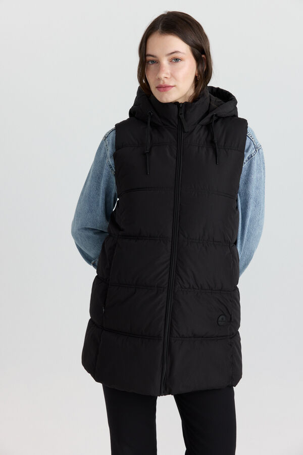 Springfield Long down gilet with hood black