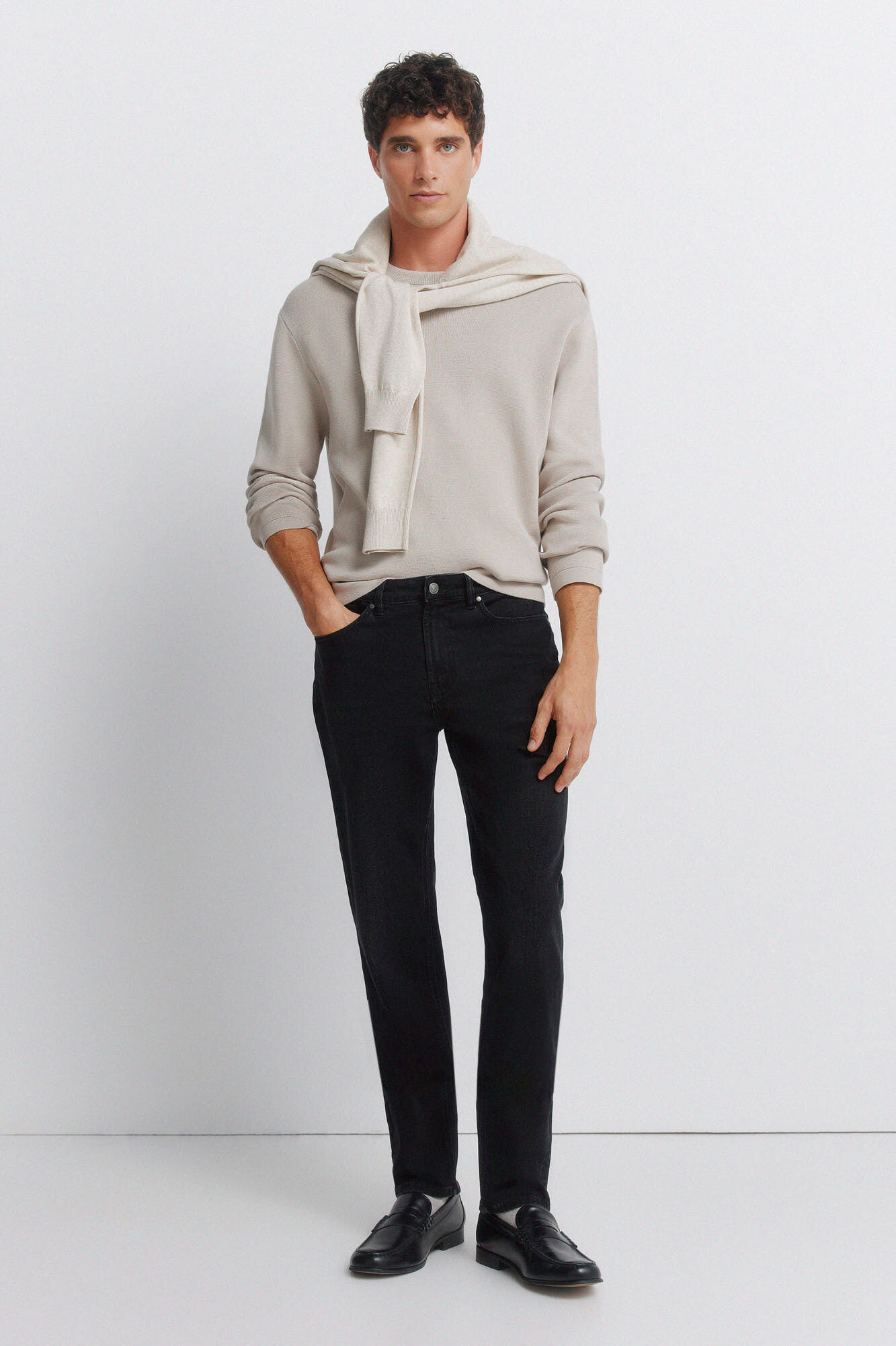 Springfield Washed black skinny fit jeans