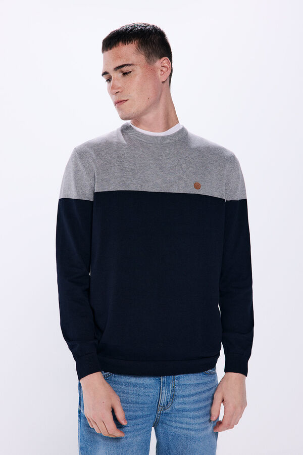 Springfield Basic color block sweater navy