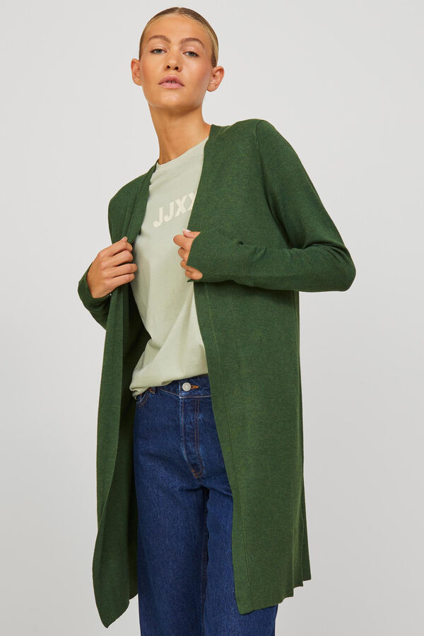 Springfield Fine knit longline cardigan green