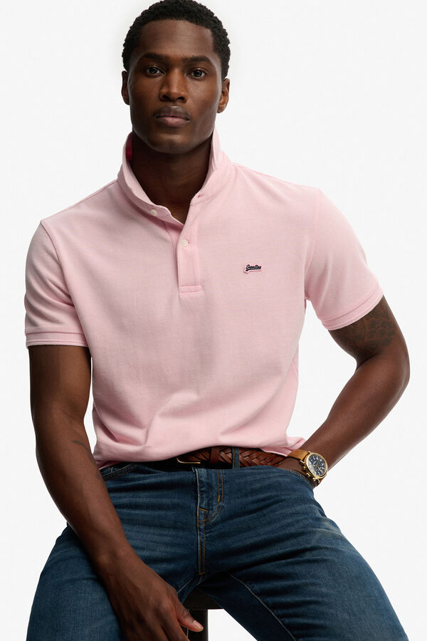Superdry Piqu&eacute; basic short sleeve polo shirt pink