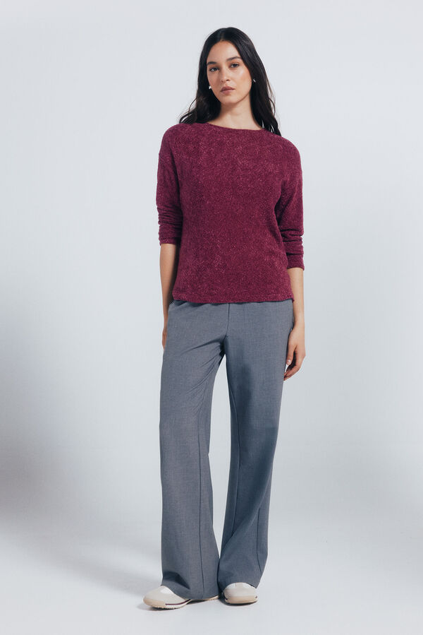 Springfield Jednobojni džemper od šenila Bordo