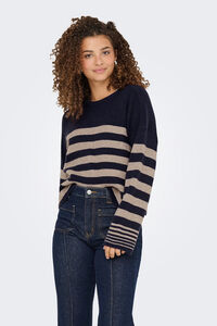 Only Camisola riscas de gola redonda