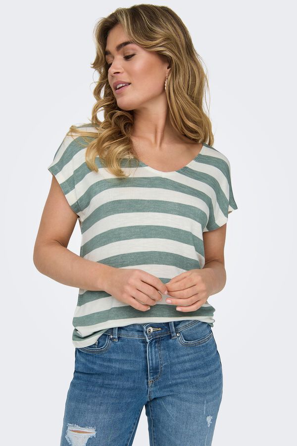 Only Striped lightweight T-shirt beige