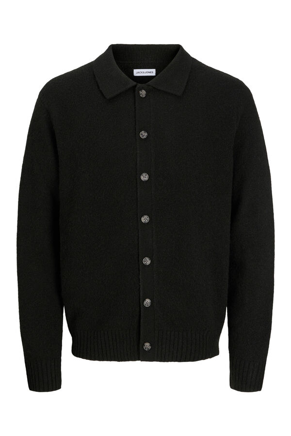 Jack & Jones Casaco de malha polo com l&atilde; preto