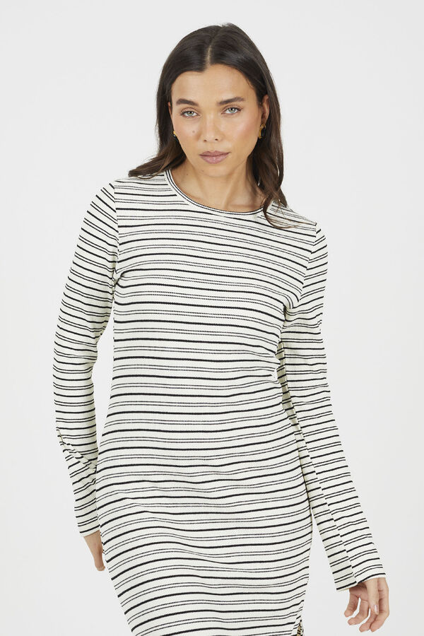 Brave Soul striped dress beige