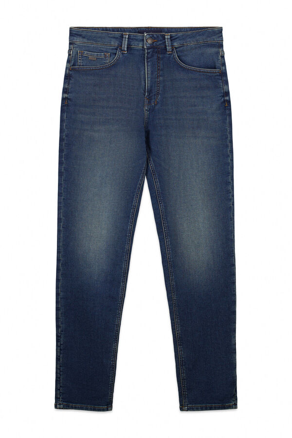Springfield Knit denim overdyed slim fit jeans blue