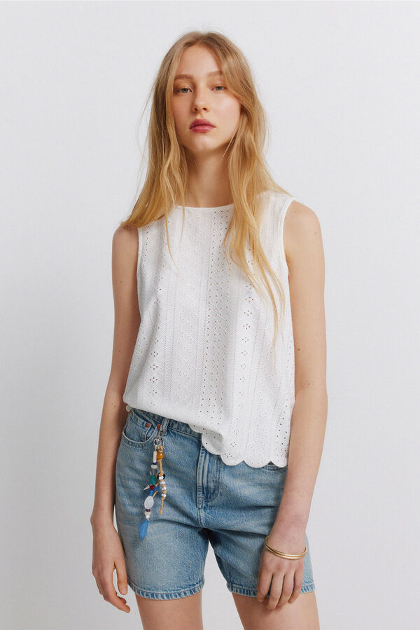 Springfield T-shirt al&ccedil;as em crochet bege