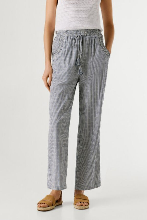 Pepe Jeans Pantal&oacute;n largo cintura el&aacute;stica azul