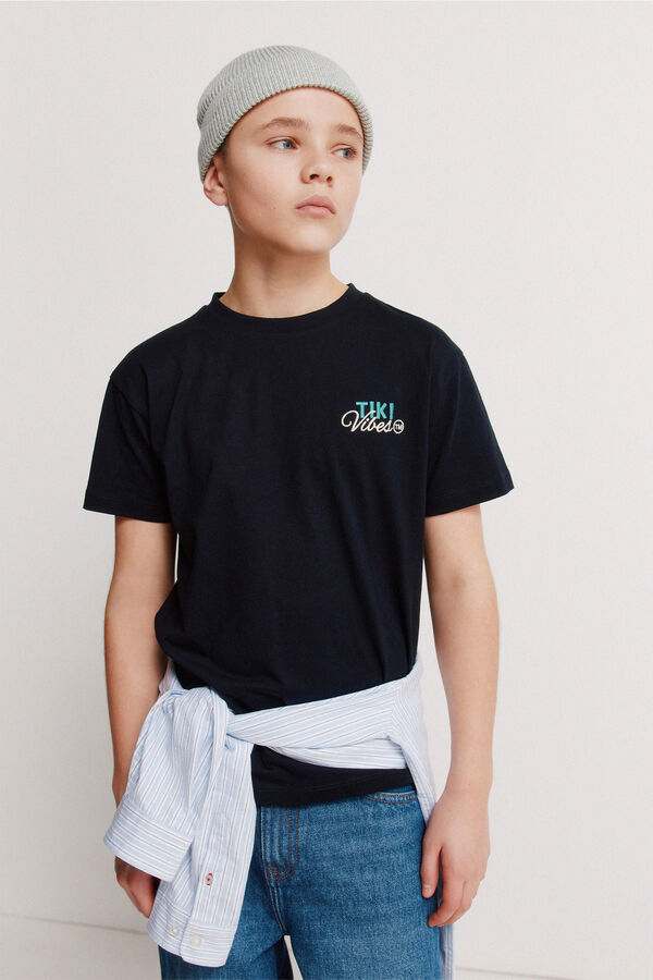 Springfield Kids Dečija majica kratkih rukava sa tiki printom Plava