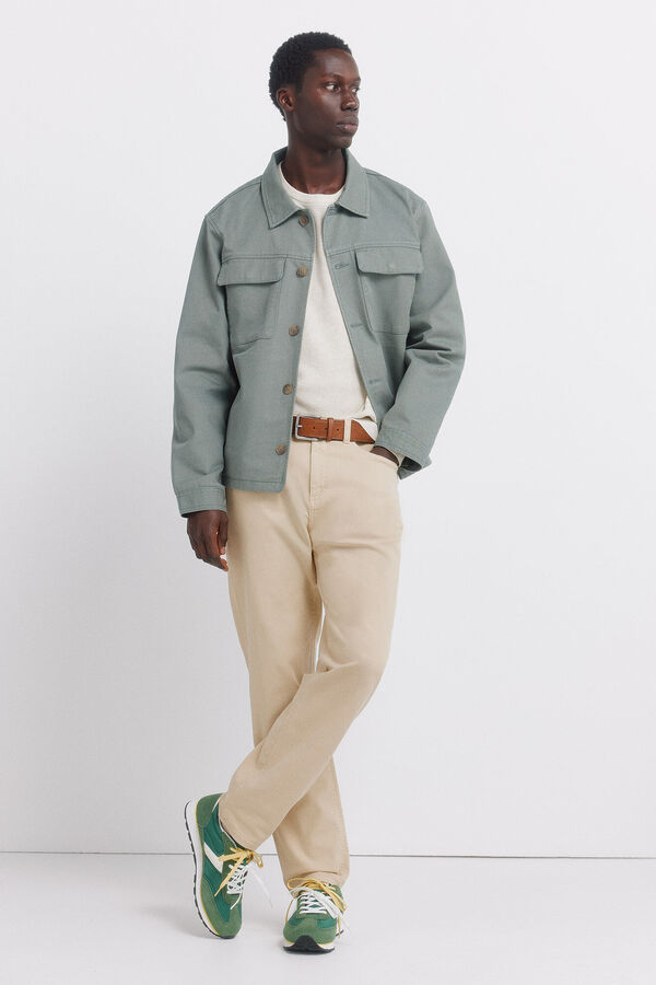 Springfield Cotton overshirt fit overshirt green