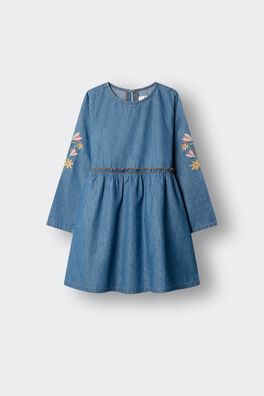 Vestido denim bordados niña