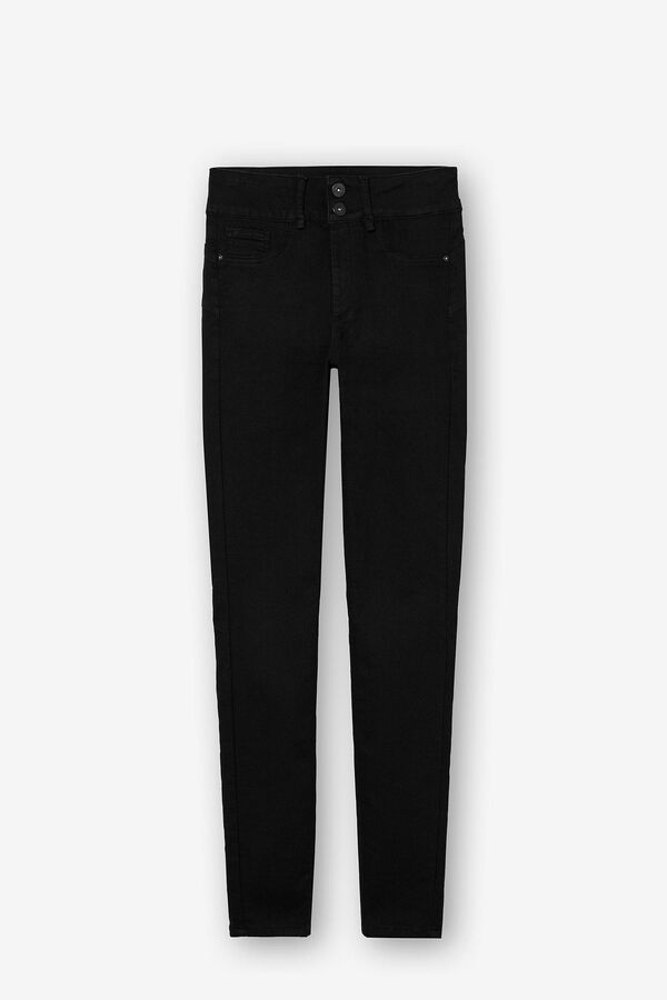 Springfield Skinny Jeans One Size Double Comfort Tiro Alto negro