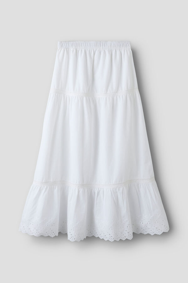 Name It Falda larga con encaje blanco
