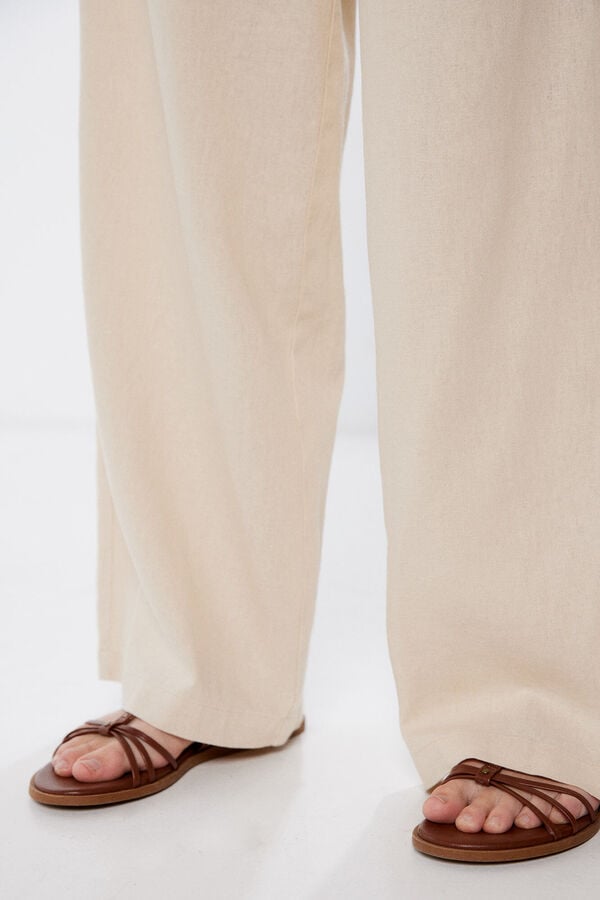 Springfield Wide linen trousers stone