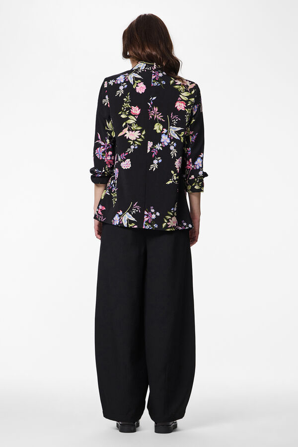 Pieces Printed three-quarter sleeve blazer black