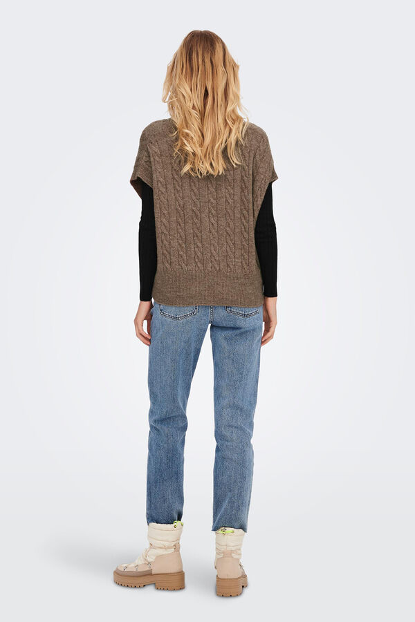 Springfield Jersey-knit sweater vest with a V-neck smeđa
