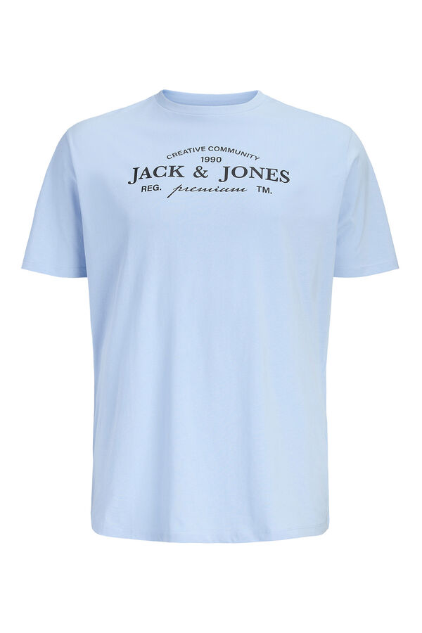 Jack & Jones PLUS Camiseta manga corta de algod&oacute;n azul