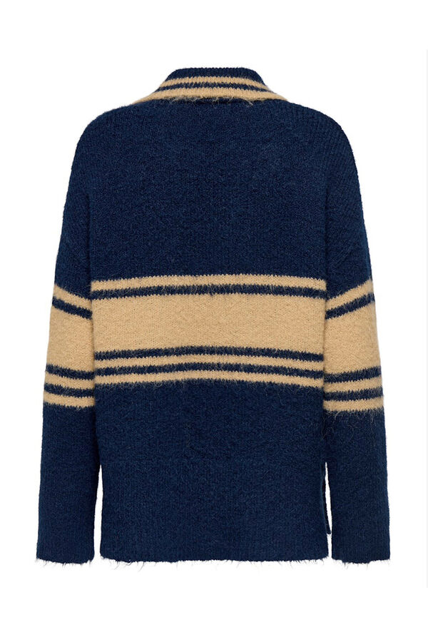 Only long sleeve jersey-knit polo shirt blue