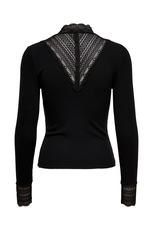 Only Lace detail T-shirt black
