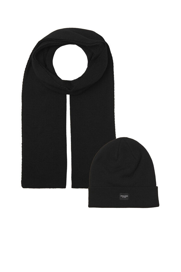 Jack & Jones Set gorro y bufanda negro