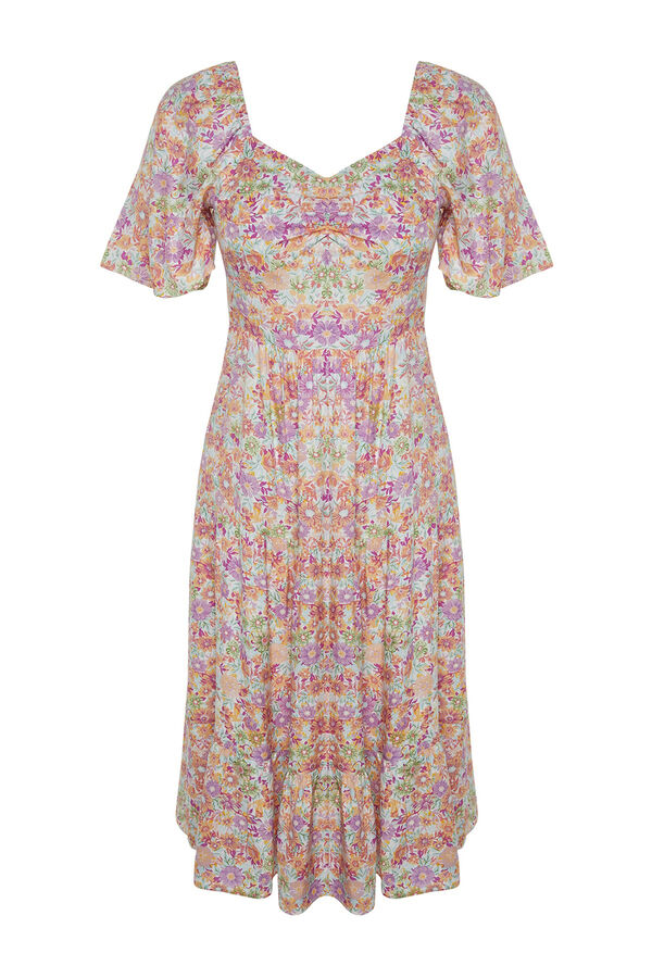 Trendyol Sweetheart neckline midi dress multicolour