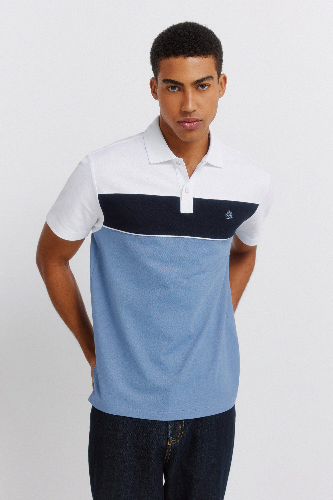 Springfield Colour block piqu&eacute; slim fit polo shirt