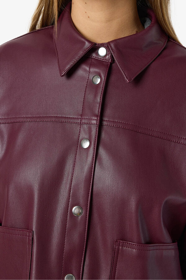 Noisy May faux leather overshirt rose