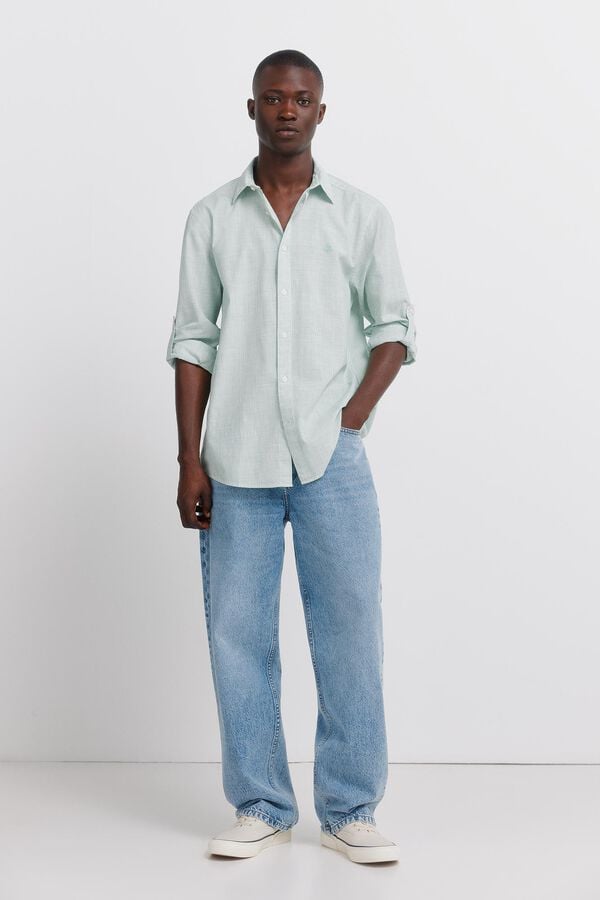 Springfield Lightweight micro striped shirt green