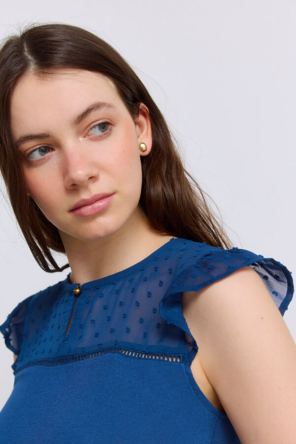Springfield T-shirt bimaterial plumeti azul