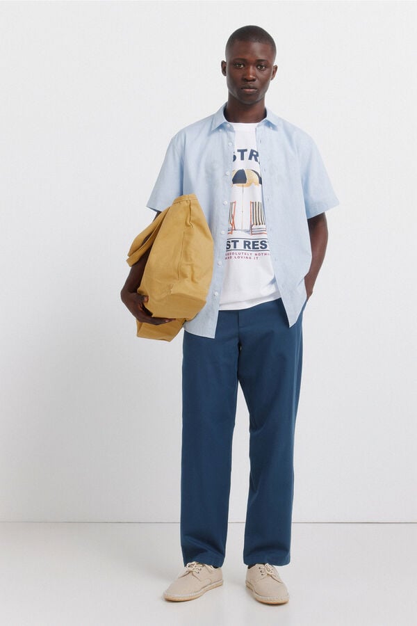 Springfield Linen short sleeve shirt blue