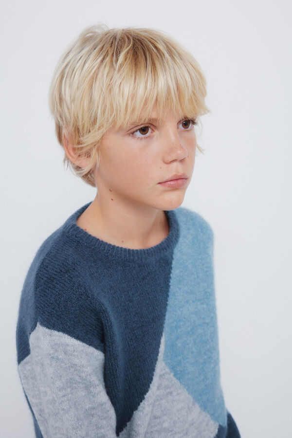 Springfield Kids Camisola com figuras geométricas para meninos azul