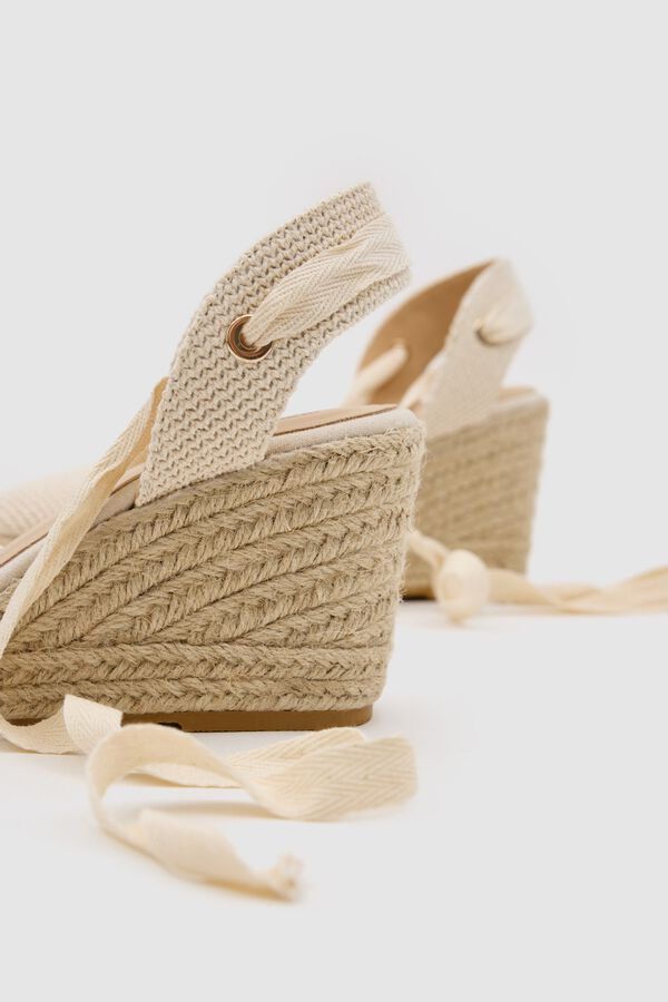 Inside Crochet canvas jute wedges brown