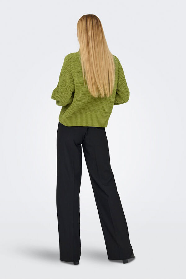 Only high neck pointelle jumper black