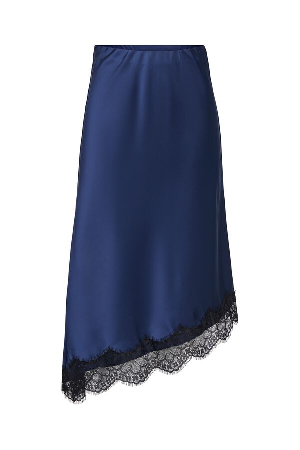 Only Saia assim&eacute;trica midi azul