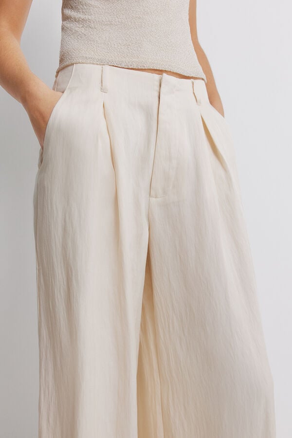Springfield Pleated wide-leg trousers nude