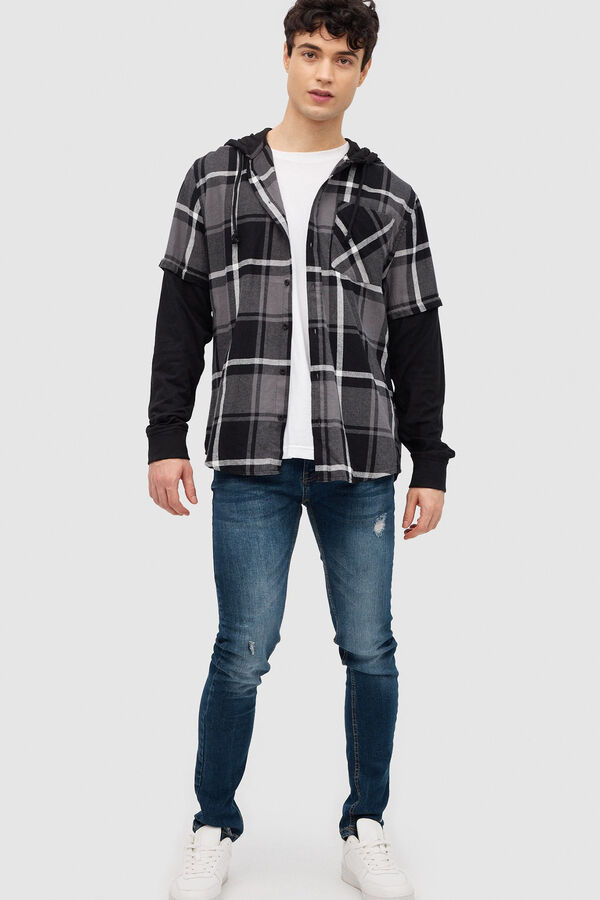 Inside Camisa de felpa combinada preto